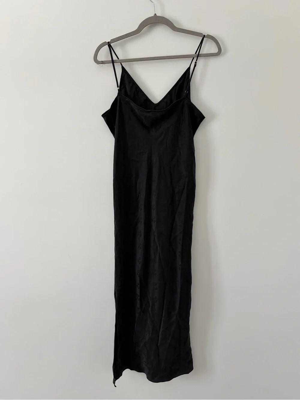 Billy Reid Black Silk Shirt Tail Sleeveless V Neck Floral Slip Midi Dress Large